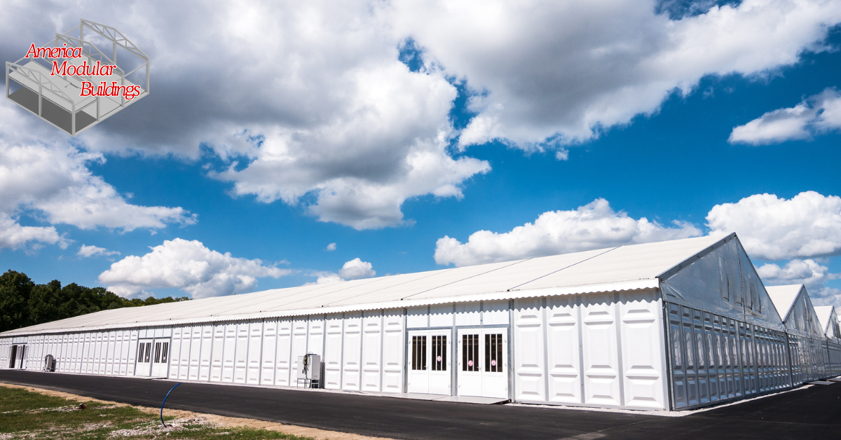 Interior of a bright, modern modular classroom